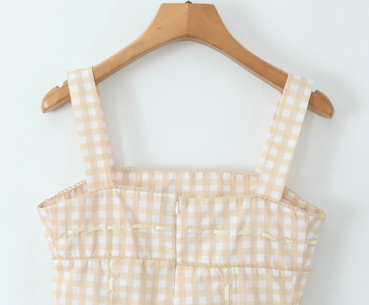 Lottie Gingham Dress in Buttercream