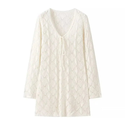 Beige Isla Knit Dress in Oat