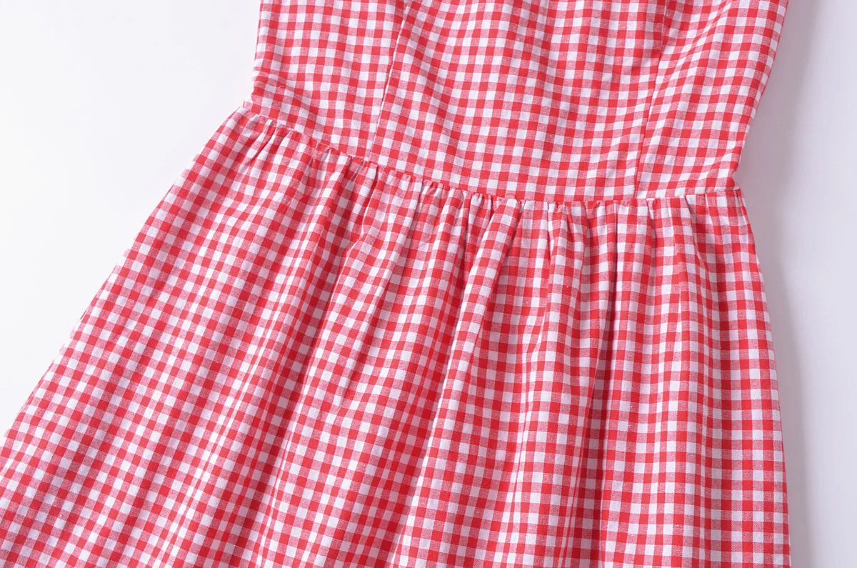 Juliette Gingham Dress in Cherry