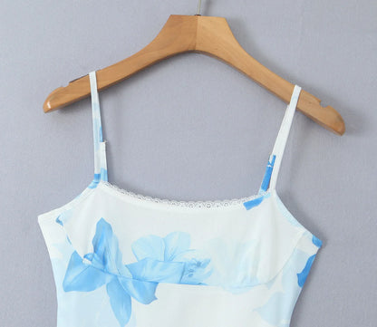 Blue Bloom Slip Dress