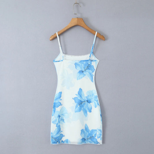 Blue Bloom Slip Dress